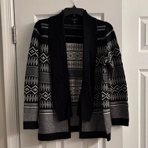 Talbots Black and White Geometric Cardigan